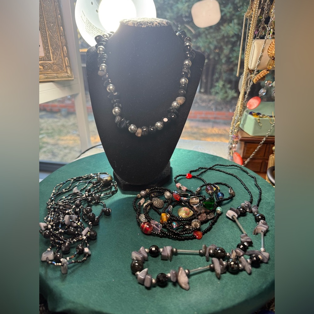 Elegant Black Beaded Necklace Bundle‎ 4 necklaces